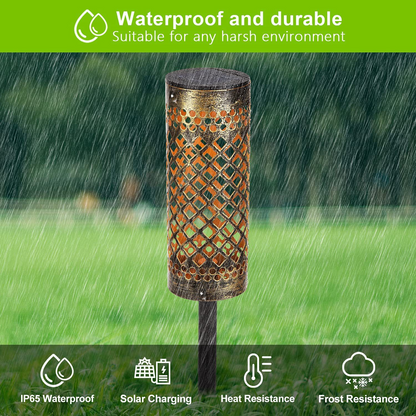Waterproof Solar Led Garden Light with Projection Pattern - Robust Outdoor Lighting Made of Metal