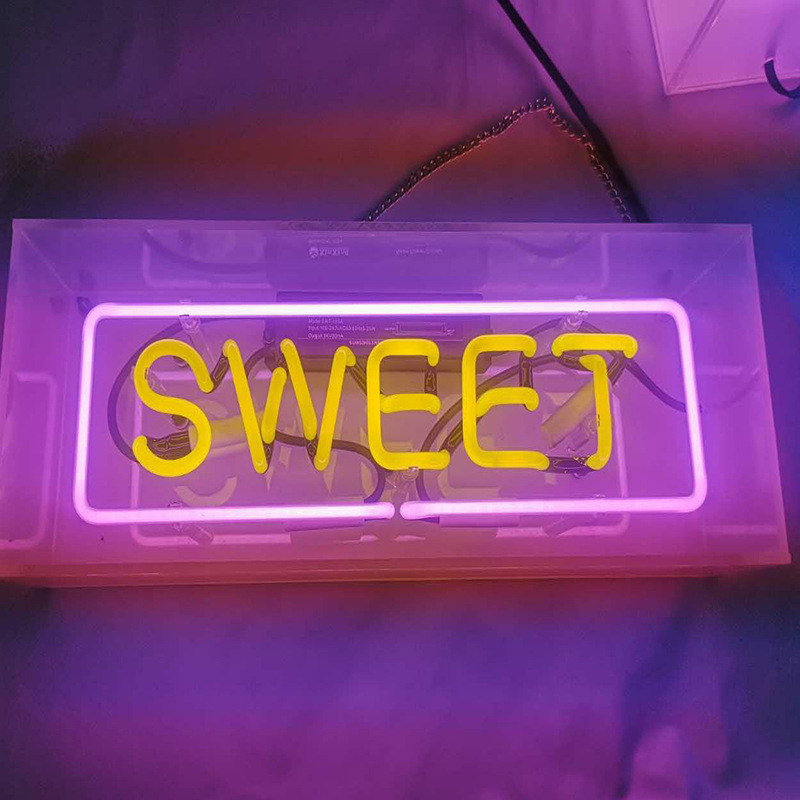 Neon Sign Acrylic Glass - LED Light Box For Living Room & Bedroom , Decorative Table Lamp