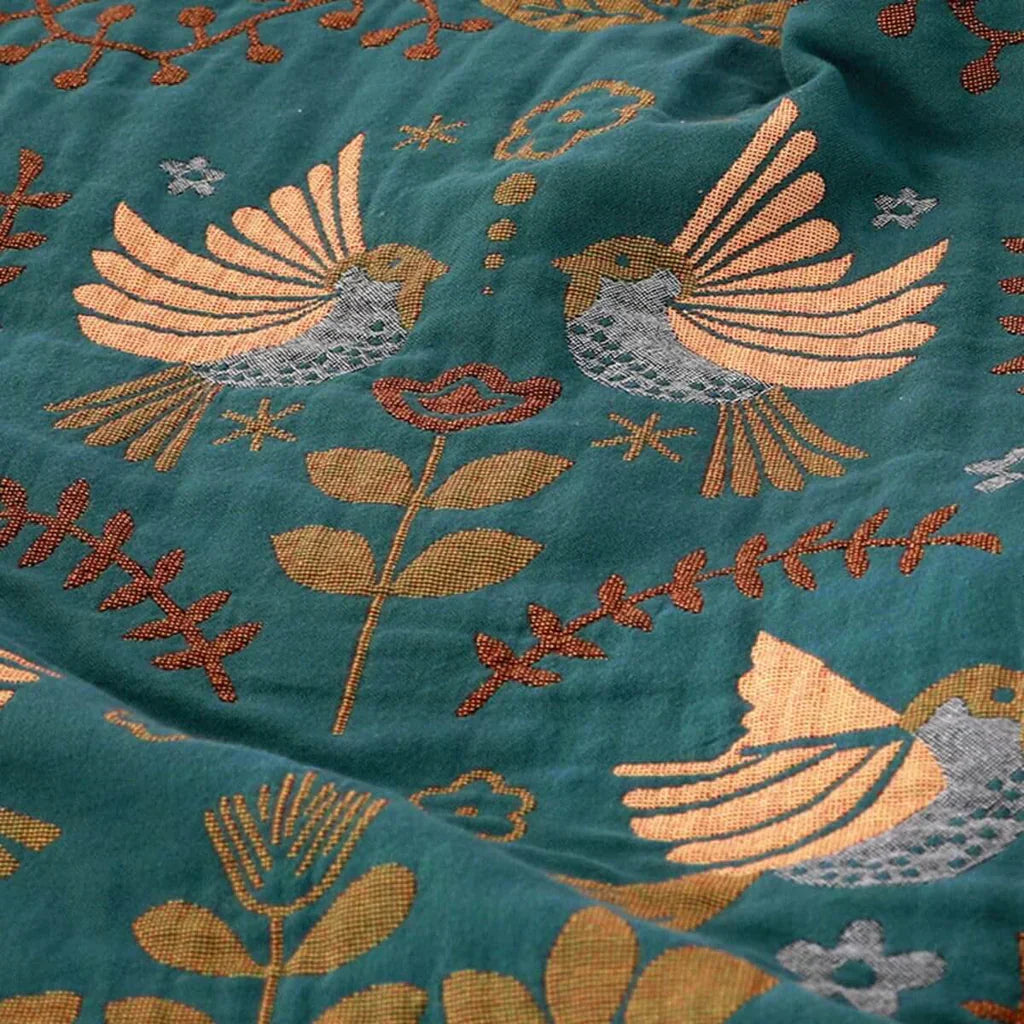 Reversible Scandinavian Blanket With Bird Design