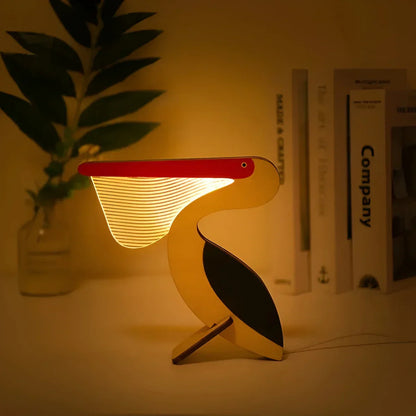Wooden Animal Figurine Table Lamp