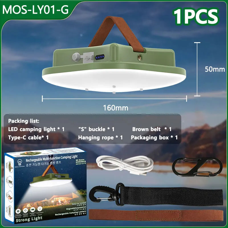 80w Led Solar Rechargeable Camping Lamp With Magnet And Zoom Function