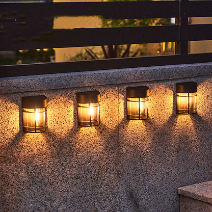 Outdoor Wall Light With Glass And Grille - Led Garden Lighting  Weatherproof For Patio Balcony