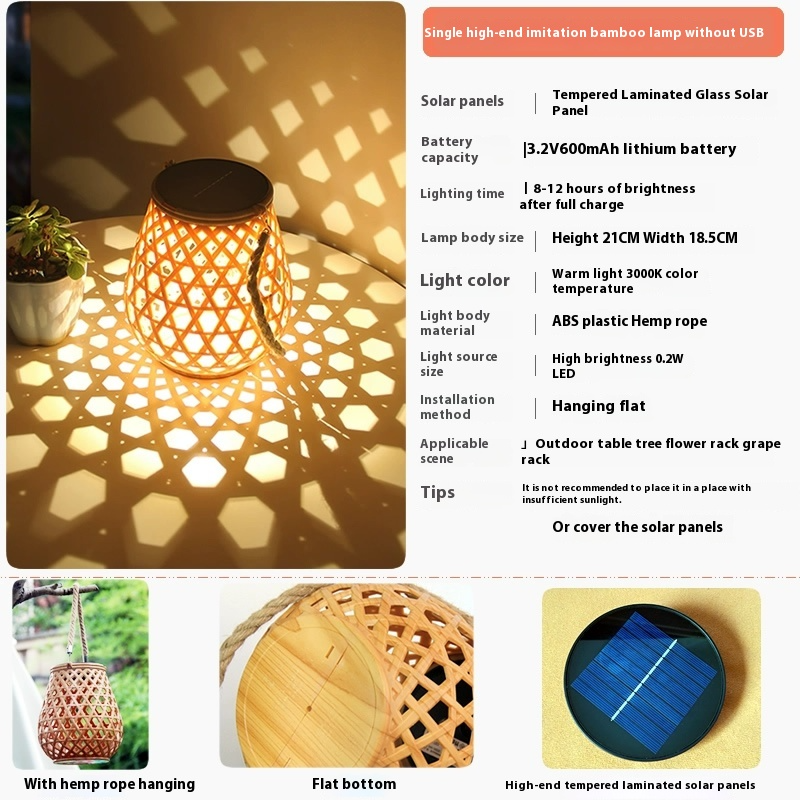 Solar Led Rattan Lantern - Large Outdoor Lighting In Oval Design For Garden And Patio