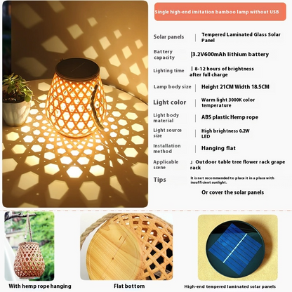 Solar Led Rattan Lantern - Large Outdoor Lighting In Oval Design For Garden And Patio