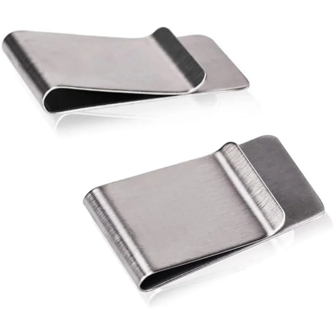 Elegant Stainless Steel Card Holder & Money Clip - Set of 2