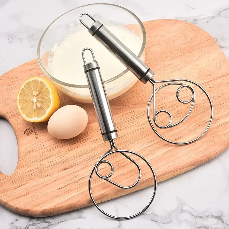 Robust Stainless Steel Danish Dough Whisk - Durable Ergonomic Design For Versatile Baking And Cooking