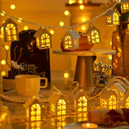LED Fairy Lights With Mini Houses - Decorative Christmas Lighting For Indoors