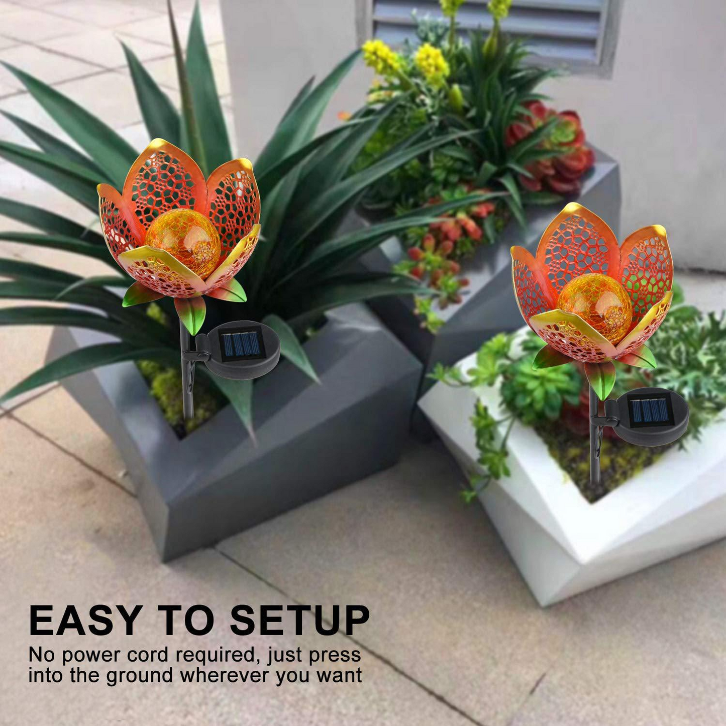 Solar Garden Light Lotus Flower - Decorative Led Outdoor Lighting For Garden And Yard