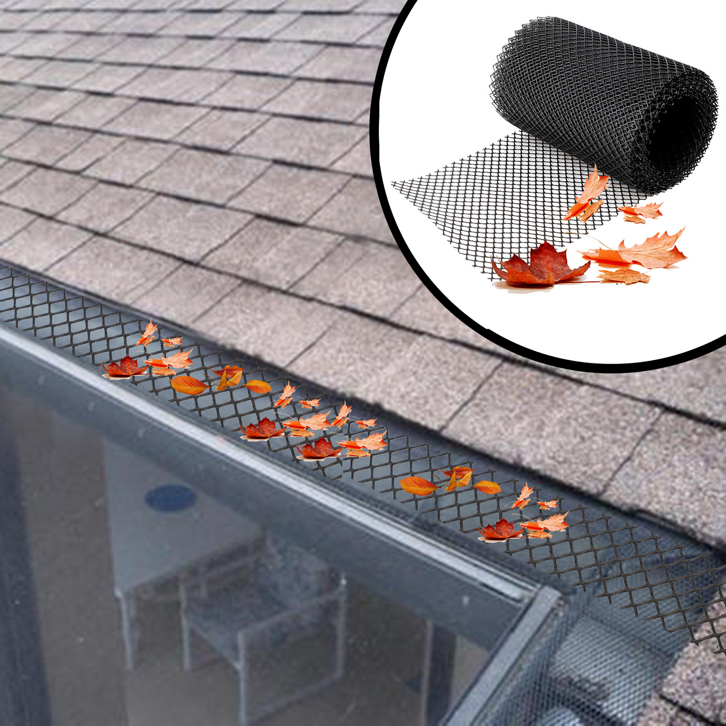 Gutter Protection Net - Plastic Leaf and Dirt Trap for Easy Cleaning