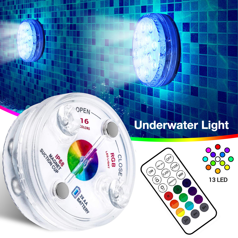 Underwater Led Light With Remote Control - Rgb Multicolour Pool Lighting For Bathrooms And Ponds