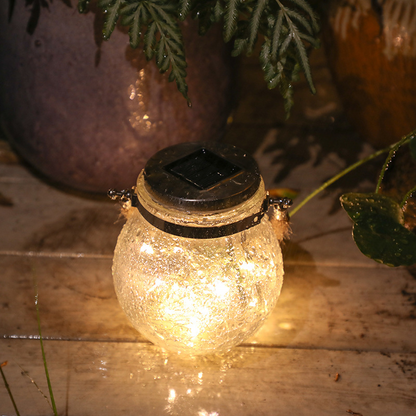 Solar Led Lantern In A Jar - Decorative Garden Lighting With Wire Lights And Carrying Handle