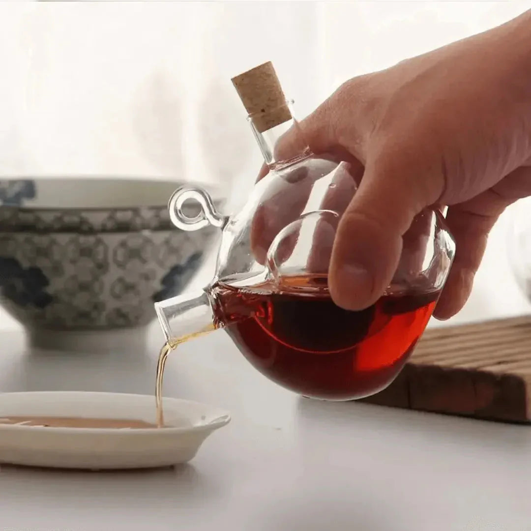 Oil & Vinegar Dispenser - Double Glass Bottle for Stylish Serving & Storage