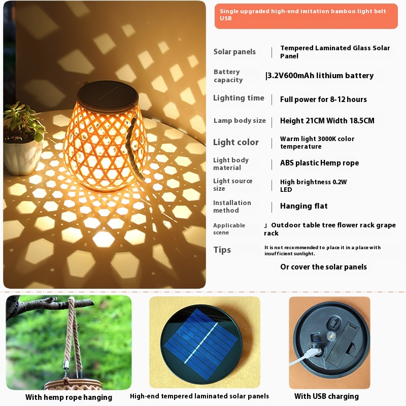 Solar Led Rattan Lantern - Large Outdoor Lighting In Oval Design For Garden And Patio
