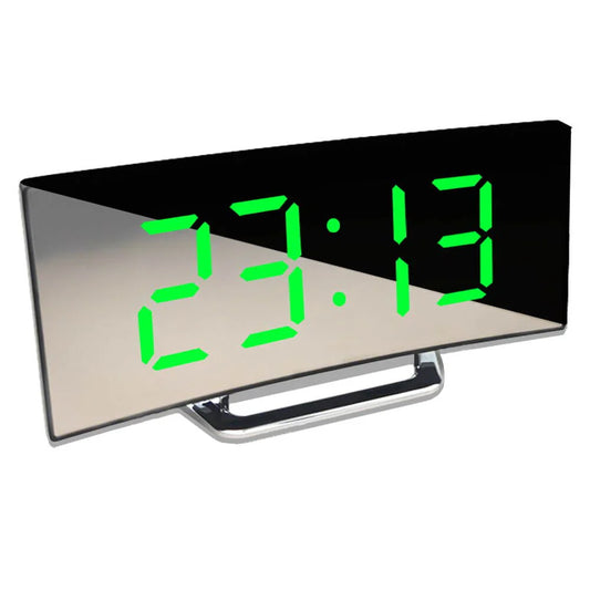 Curved LED Digital Alarm Clock In A Modern Style