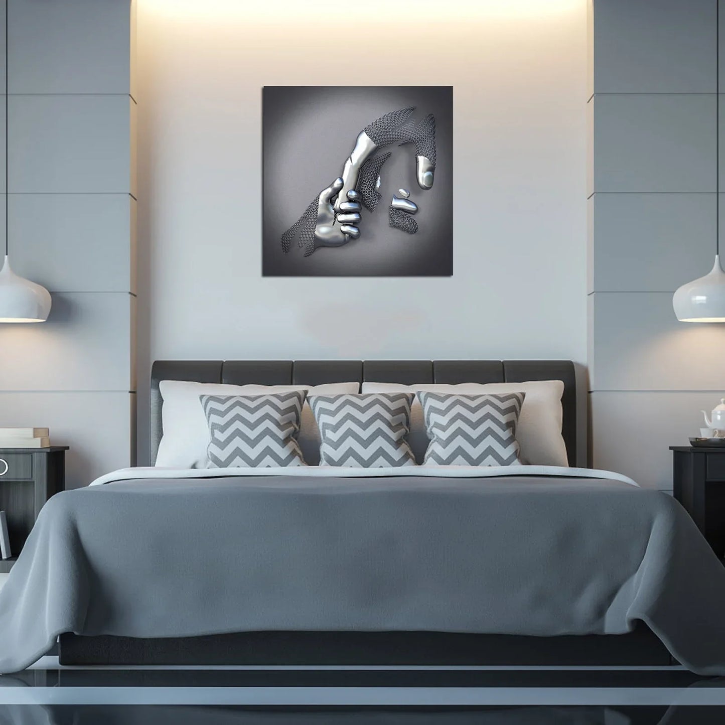Love Canvas with Elegant Metal Figure in Modern Design