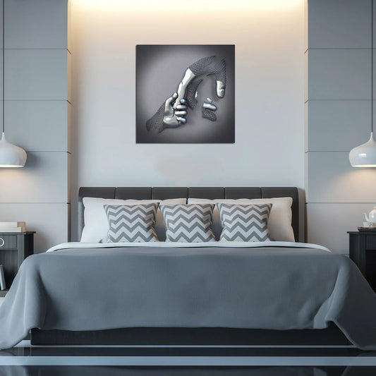 Love Canvas with Elegant Metal Figure in Modern Design