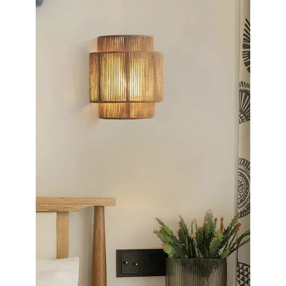 Modern Woven Rattan Wall Lamp