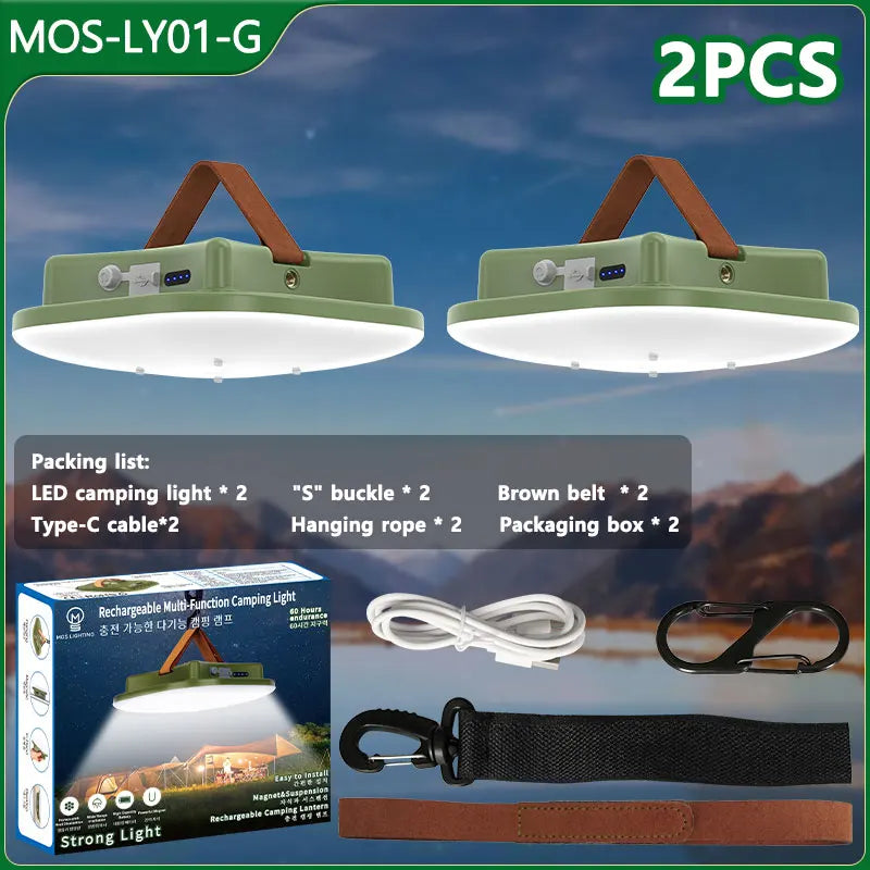 80w Led Solar Rechargeable Camping Lamp With Magnet And Zoom Function