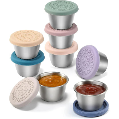 Tightly Sealable Stainless Steel Sauce Containers (Set Of 6)
