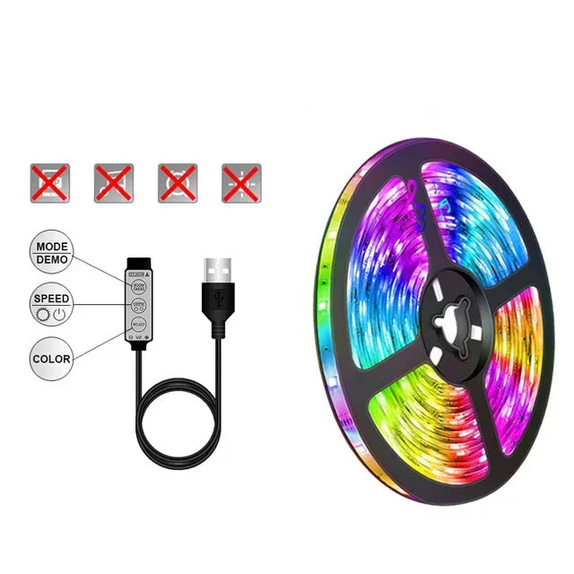 RGB LED Strip With USB Connection - Color Changing Light For Ambience And TV Backlighting
