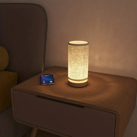 Linnen Look Night Lamp with Modern Design - for a Cosy Ambience