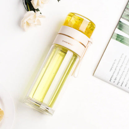 Double - Walled Glass Bottle with Tea Strainer and Infuser