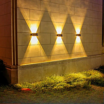 Solar Led Outdoor Wall Light With Up & Down Effect - Modern Wall Lighting For Garden And Patio