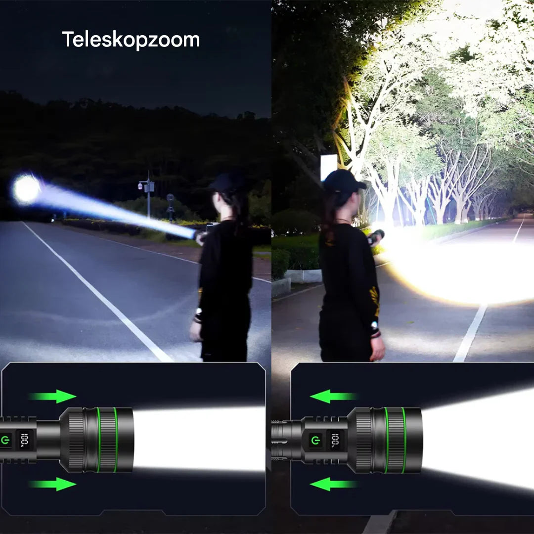 Extremely Bright And Zoomable LED Torch With Power Bank Function For Outdoor Adventures