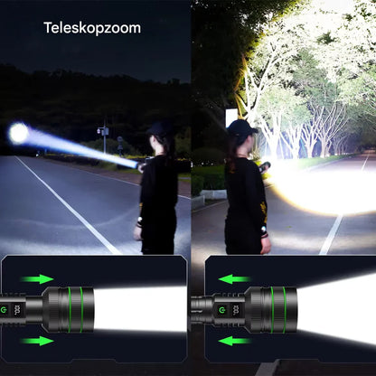 Extremely Bright And Zoomable LED Torch With Power Bank Function For Outdoor Adventures