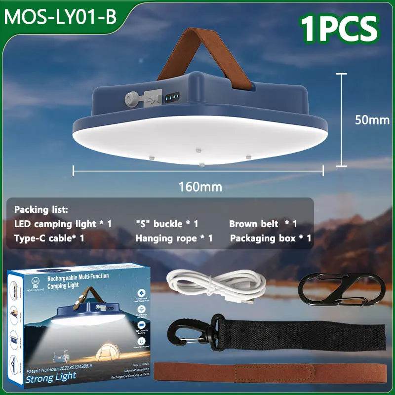 80w Led Solar Rechargeable Camping Lamp With Magnet And Zoom Function