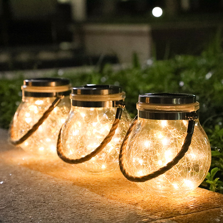 Solar Led Lantern In A Jar - Decorative Garden Lighting With Wire Lights And Carrying Handle