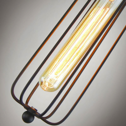 Industrial Pendant Light In Retro Design - Vintage Hanging Lamp With Metal Grid