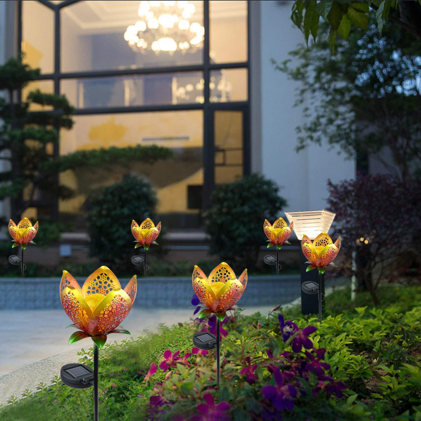 Solar Garden Light Lotus Flower - Decorative Led Outdoor Lighting For Garden And Yard