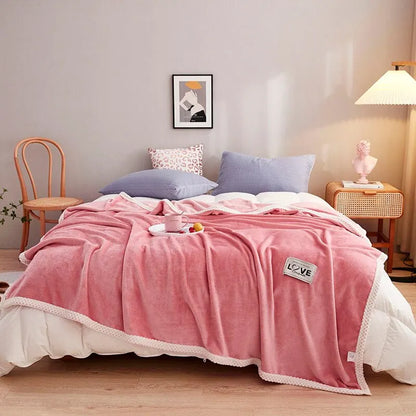 Flannel Fleece Cozy Blanket in Pink