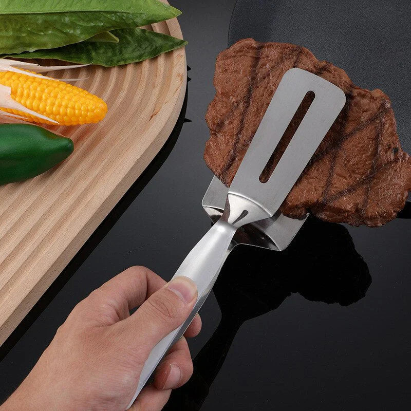 Double - Sided Stainless Steel Turner With Non - Slip Handle - Ideal For Grilling And Roasting