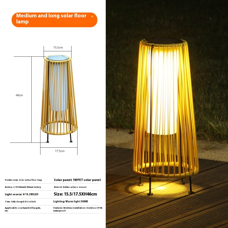Solar Led Rattan Lantern - Large Outdoor Lighting In Oval Design For Garden And Patio