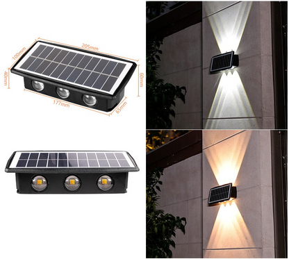 Solar Led Outdoor Wall Light With Up & Down Effect - Modern Wall Lighting For Garden And Patio
