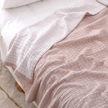 Simple Casual Cotton Blanket in a Check Design - Soft and Comfortable for Your Home