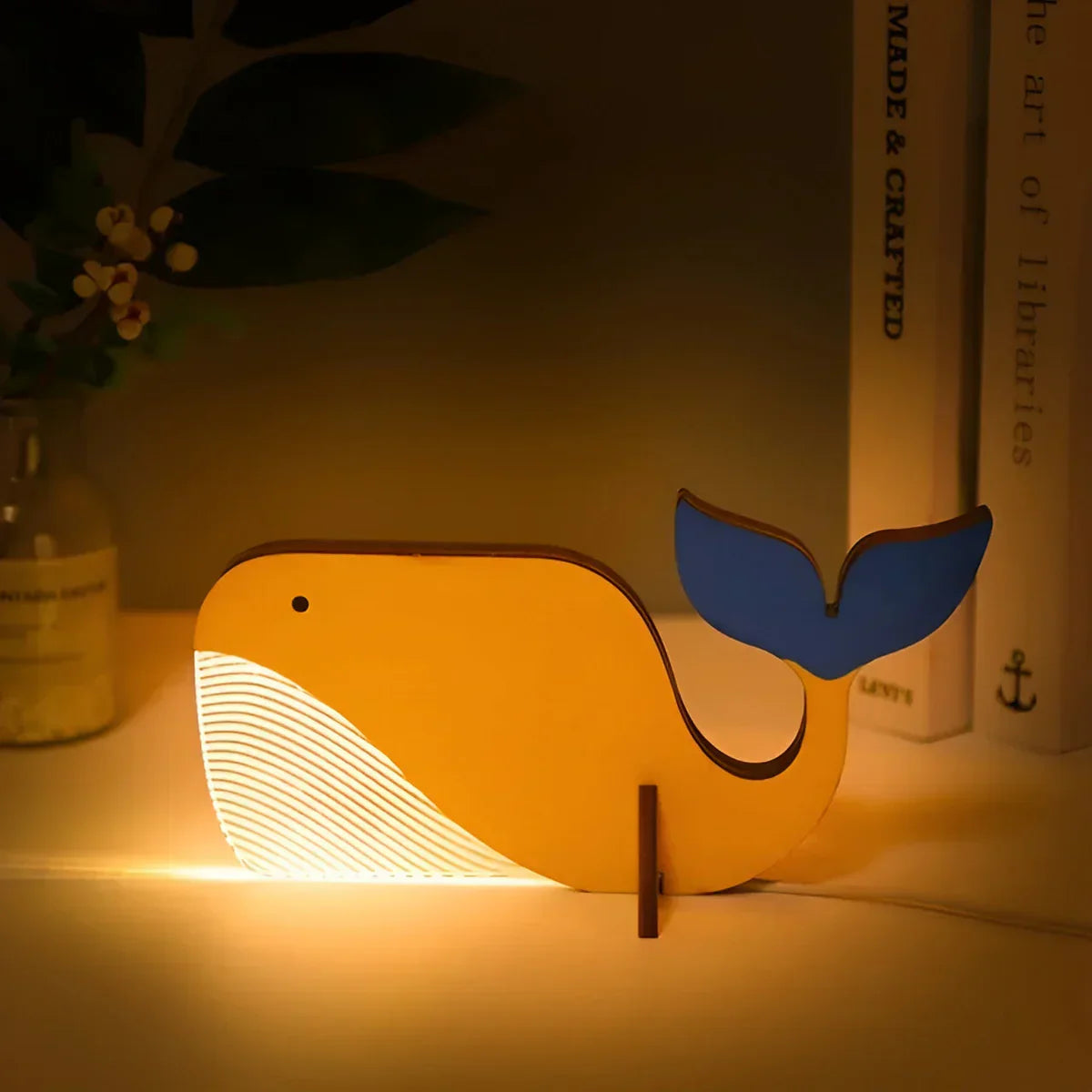 Wooden Animal Figurine Table Lamp