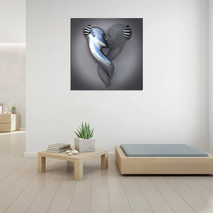 Love Canvas with Elegant Metal Figure in Modern Design
