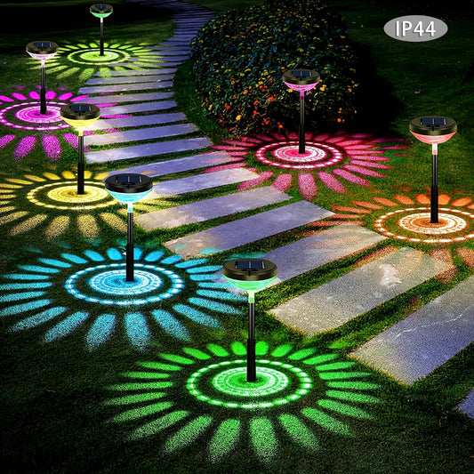 Solar Garden Lamp With Colour Change - Led Garden Lighting For Outdoor Use With Flower Pattern