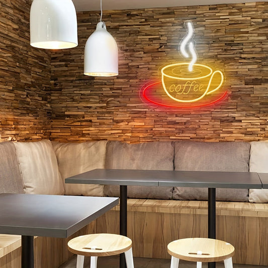 Led Neon Coffee Cup Wall Light