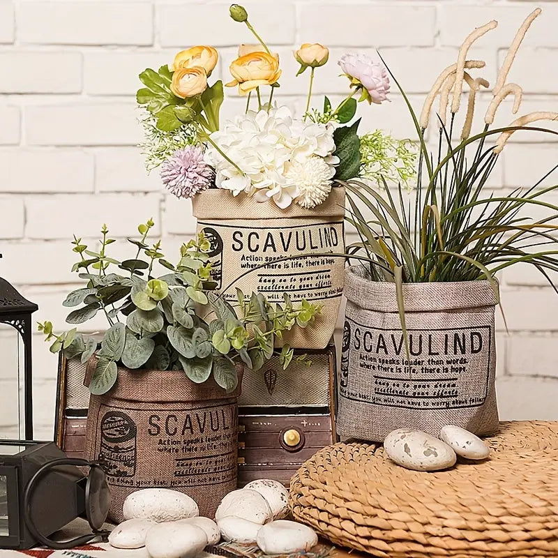 Decorative Fabric Plant Pot with Print - Versatile Storage Pot for Plants and Decorations