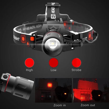 Rechargeable Led Headlamp With White , Red And Green Light - Powerful Headlamp With Usb And Rechargeable Battery