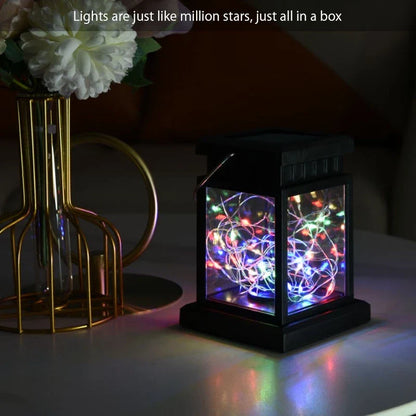 Solar Led Lantern With Wire Lights - Decorative Garden Lamp For Outdoor Areas And Patios
