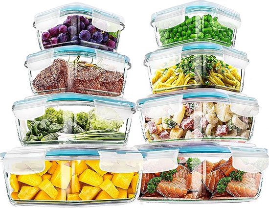 Glass Food Storage Jar Set - Airtight Storage Containers With Lid For Kitchen And Meal Prep