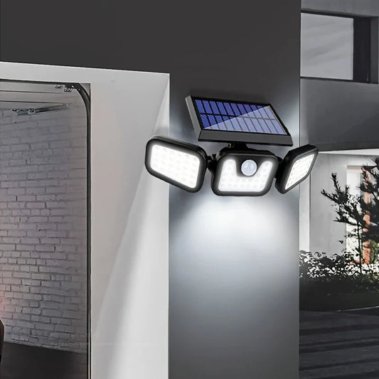 Solar Led Floodlight With Motion Detector - 3 - Spot Outdoor Lighting For Garden  Yard And Garage