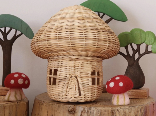 Handmade Rattan Mushroom House Ornament - Beautiful Wickerwork Decoration for the Home