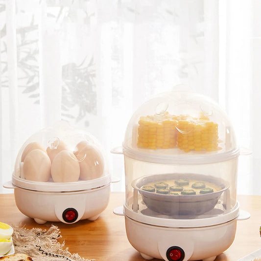 Electric Egg Cooker & Steamer - Compact Multifunctional Appliance for Perfect Eggs and Steamed Food
