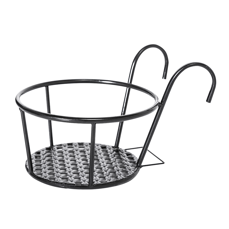 Hanging Metal Plant Basket - Balcony Plant Pot with Hook for Garden and Terrace